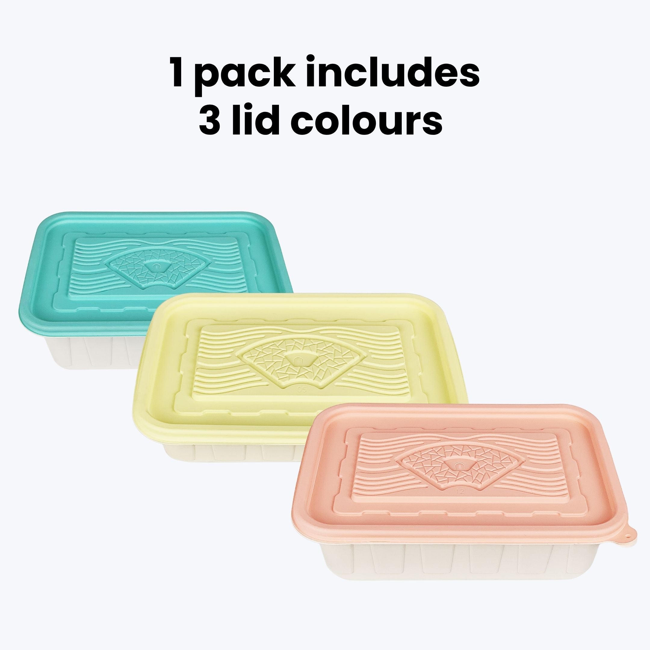 Corn Starch Disposable Food Container | Rainbow Lids | Assorted Sizes