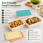 Corn Starch Disposable Food Container | Rainbow Lids | Set of 10pcs