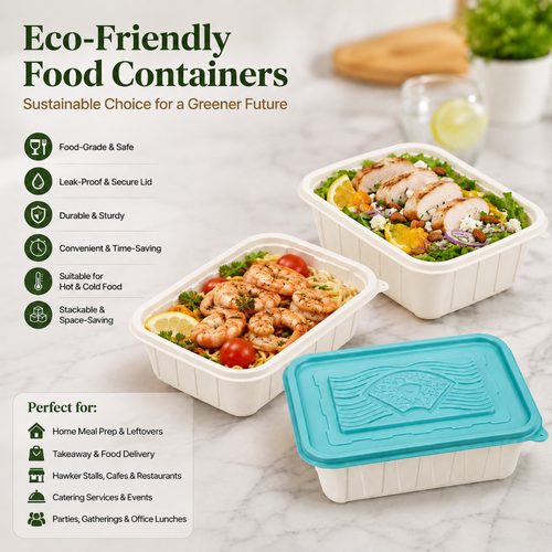 Corn Starch Disposable Food Container | Rainbow Lids | Assorted Sizes