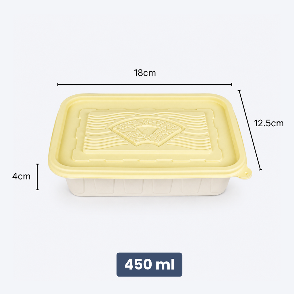 Corn Starch Disposable Food Container | Rainbow Lids | Set of 10pcs