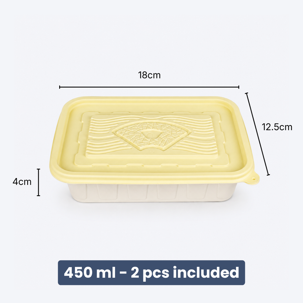 Corn Starch Disposable Food Container | Rainbow Lids | Assorted Sizes