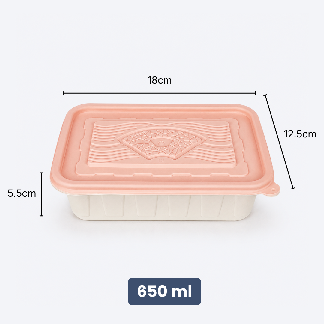 Corn Starch Disposable Food Container | Rainbow Lids | Set of 10pcs