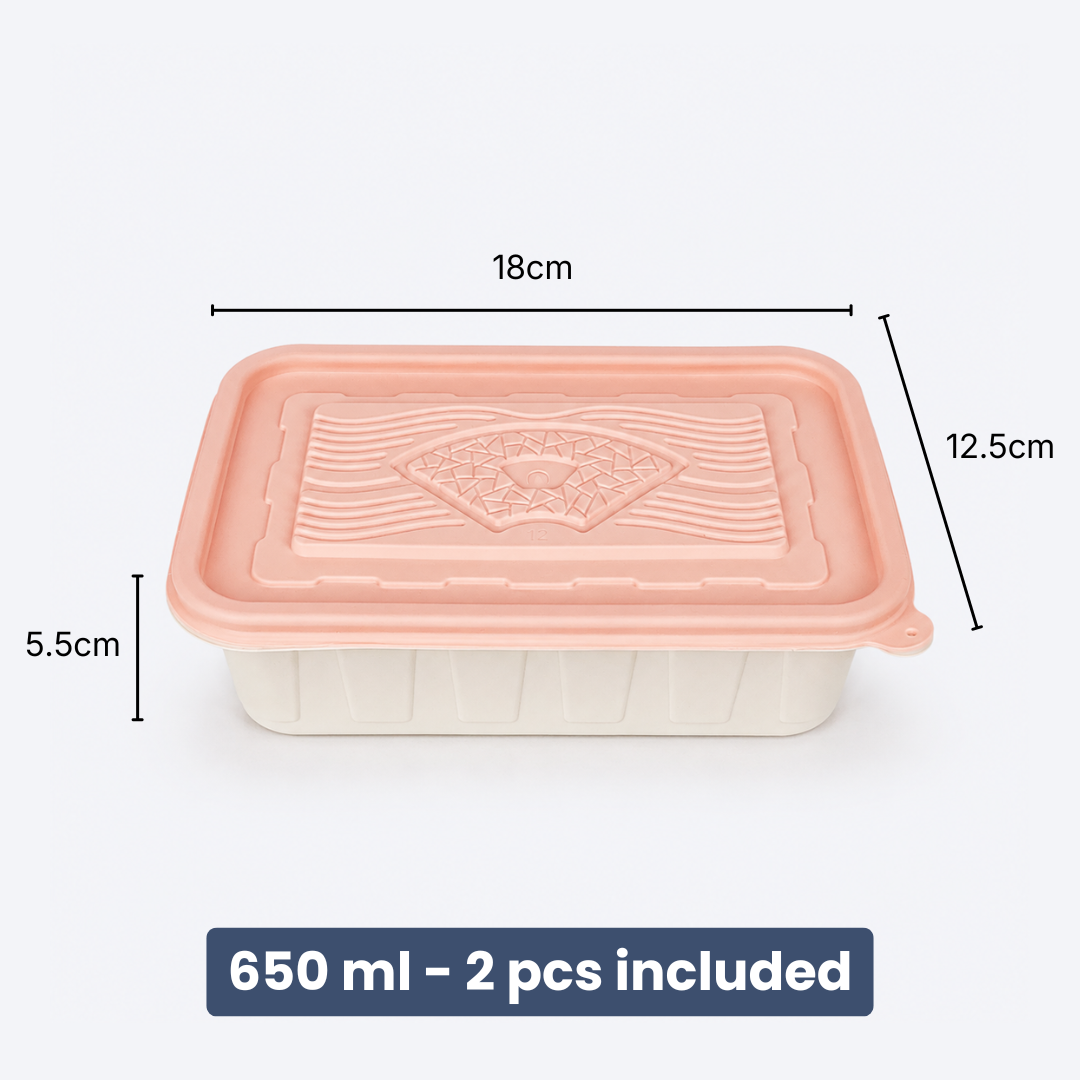 Corn Starch Disposable Food Container | Rainbow Lids | Assorted Sizes