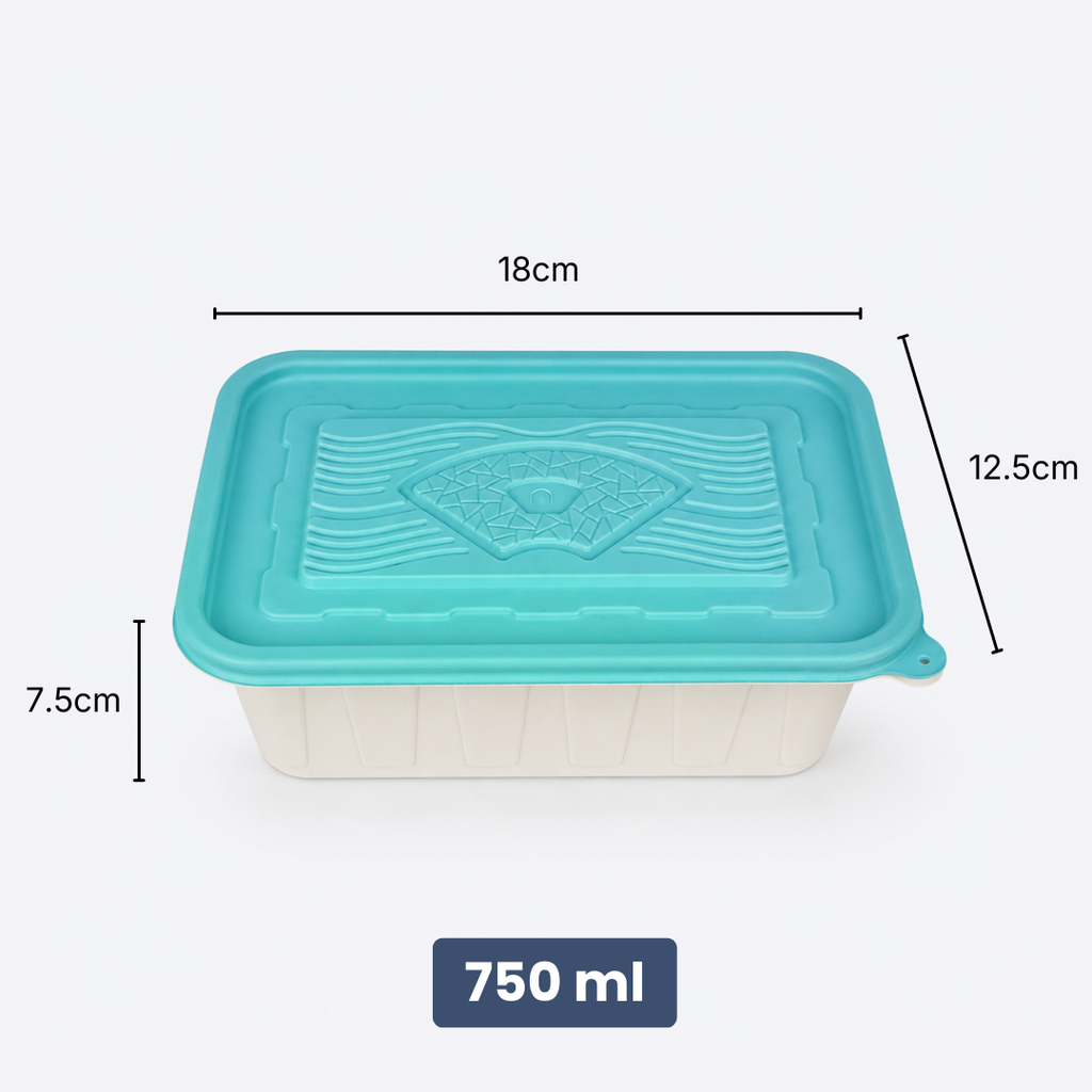 Corn Starch Disposable Food Container | Rainbow Lids | Set of 10pcs