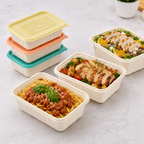 Corn Starch Disposable Food Container | Rainbow Lids | Set of 10pcs