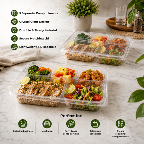 5 Compartment Disposable Food Container