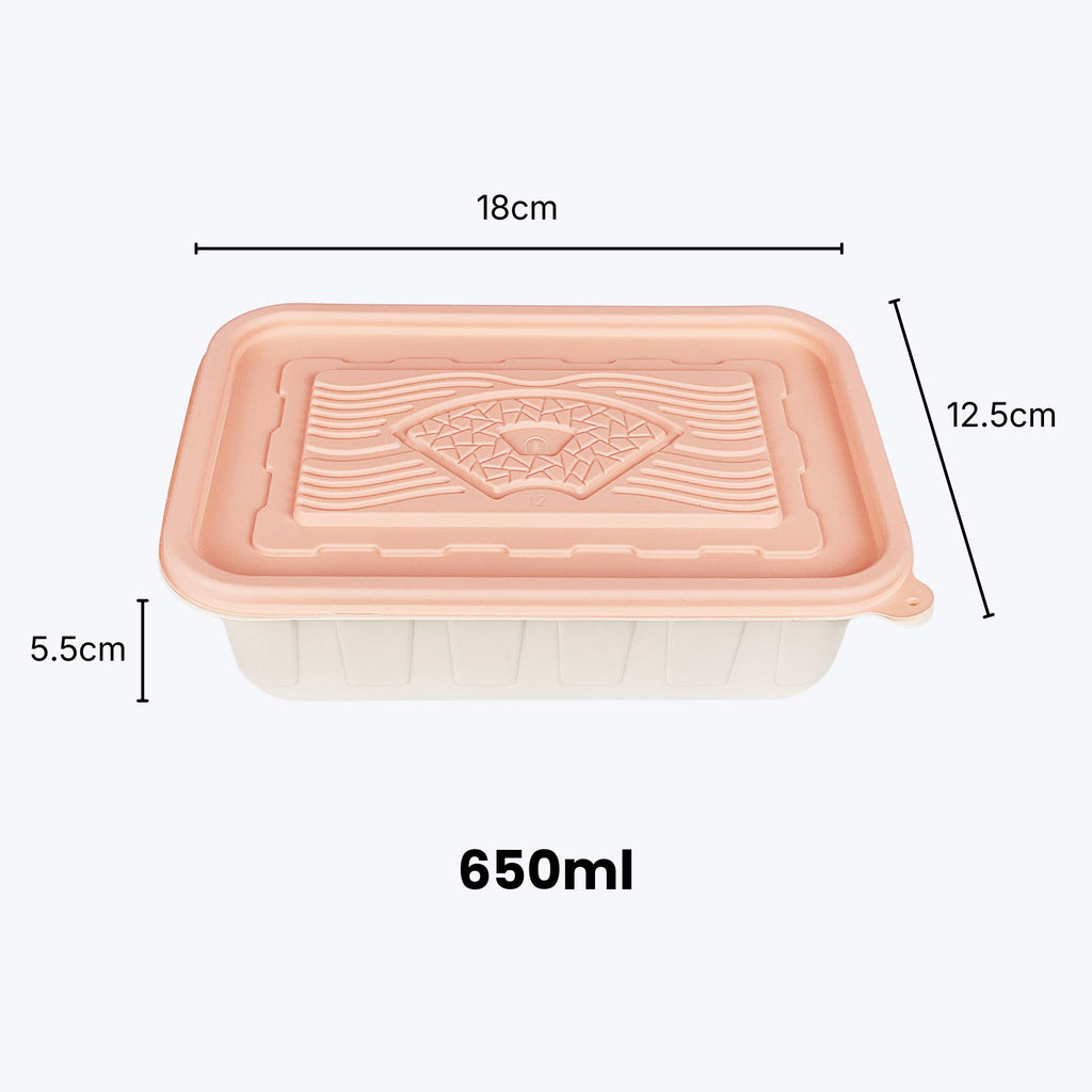 Corn Starch Disposable Food Container | Rainbow Lids | Set of 10pcs